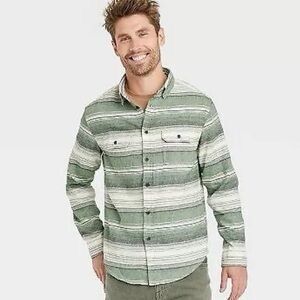 NWT Goodfellow button up shirt dress shirt midweight green standard size L